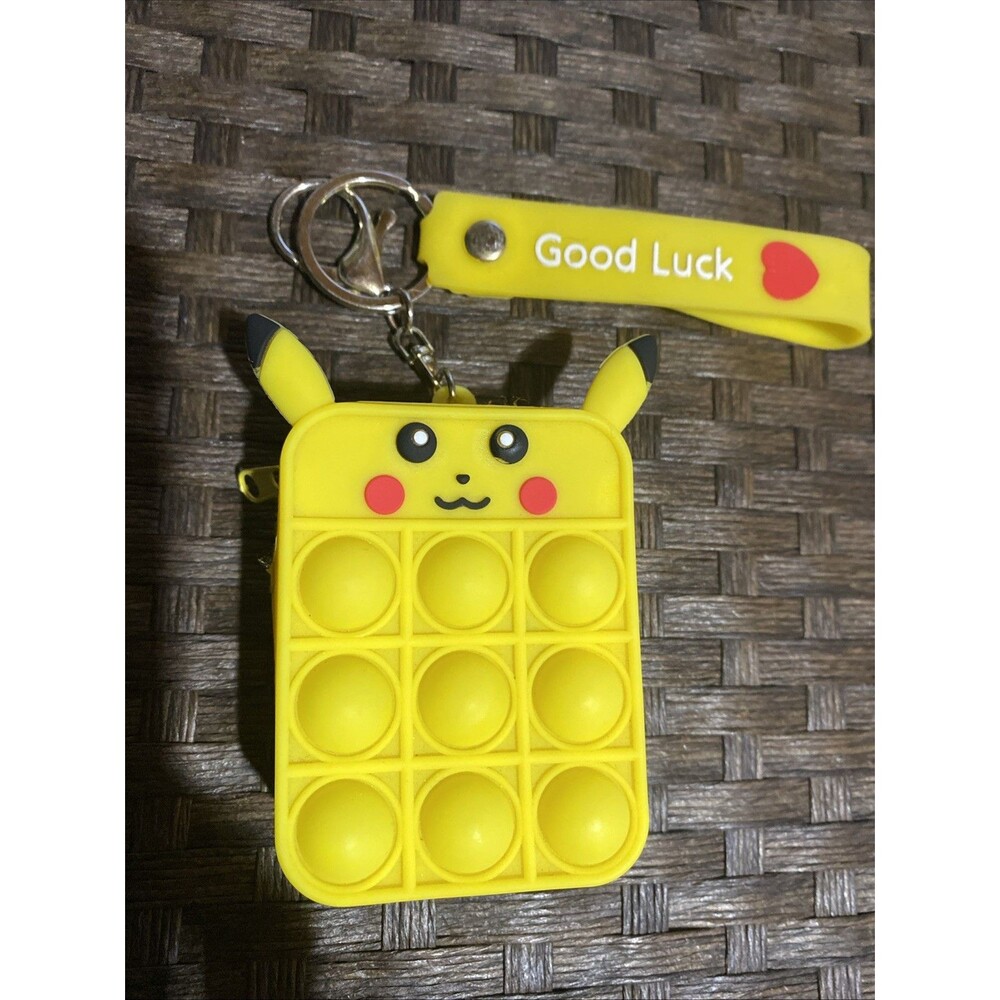 PIKACHU Fidget Pop-It Zippered Coin Pouch Coin Purse Keychain